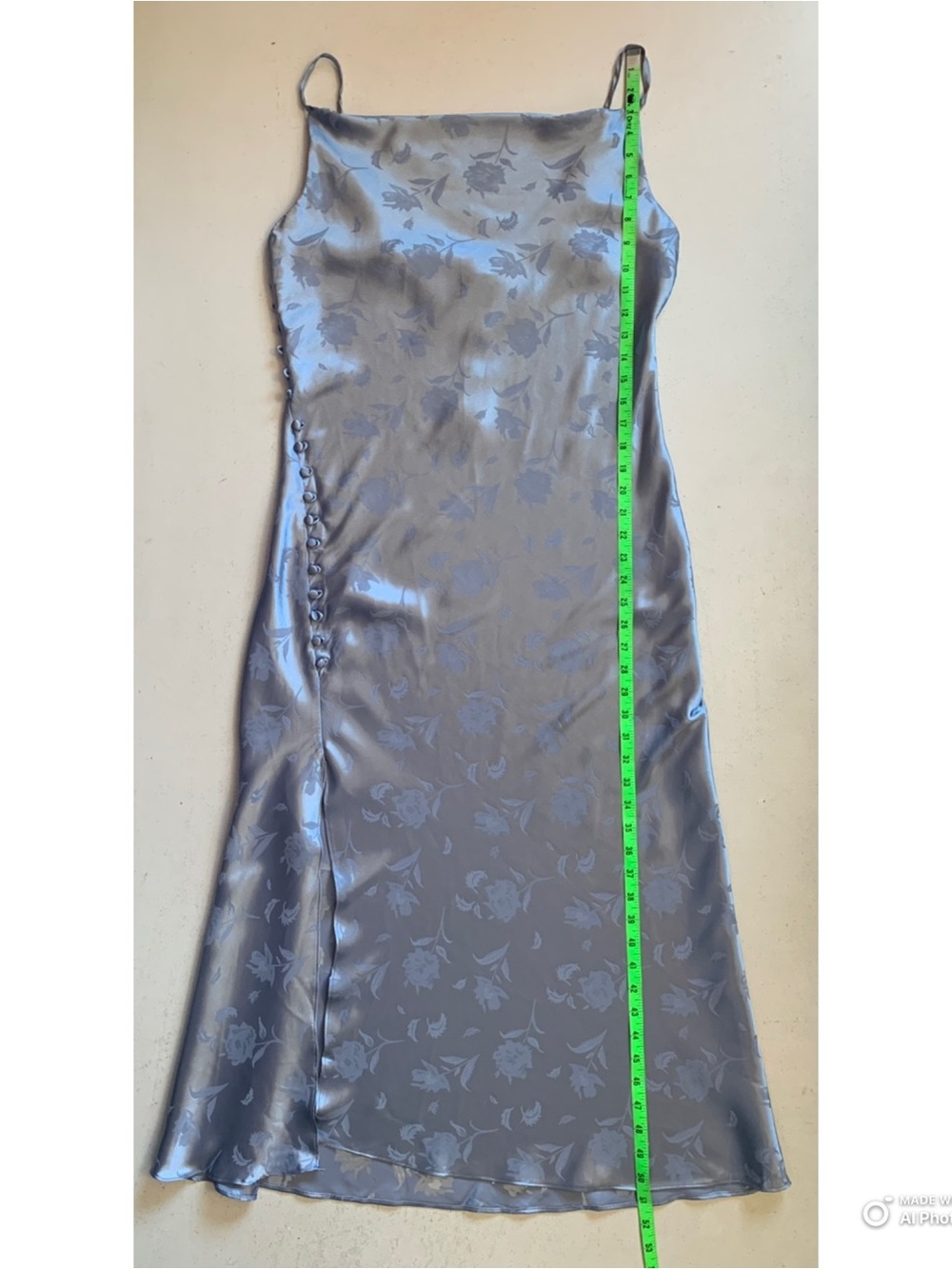 Lulus XL All About You Slate Blue Floral Jacquard Satin Midi Dress NWT FLAW - Picture 16 of 17